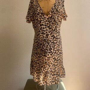 Leopard Print V-Neck Dress